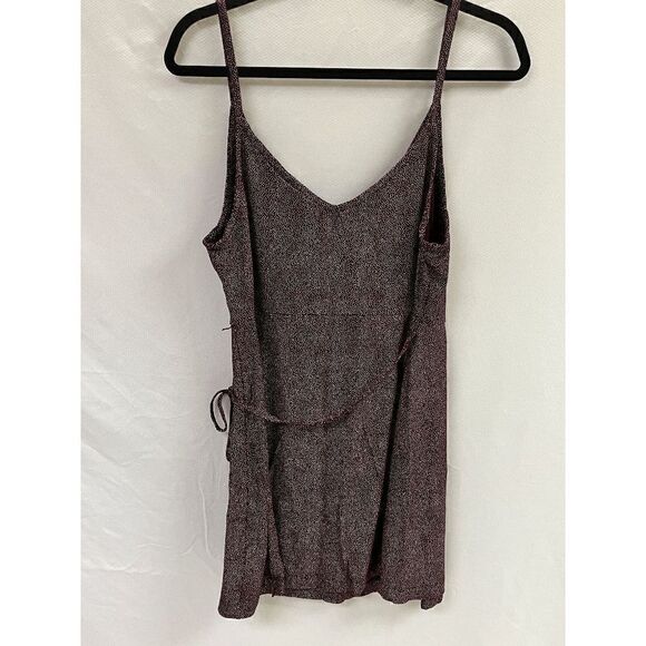 H&M Basics Womens Burgundy White Dots Sleeveless Wrap Mini Dress Size L - Picture 2 of 6